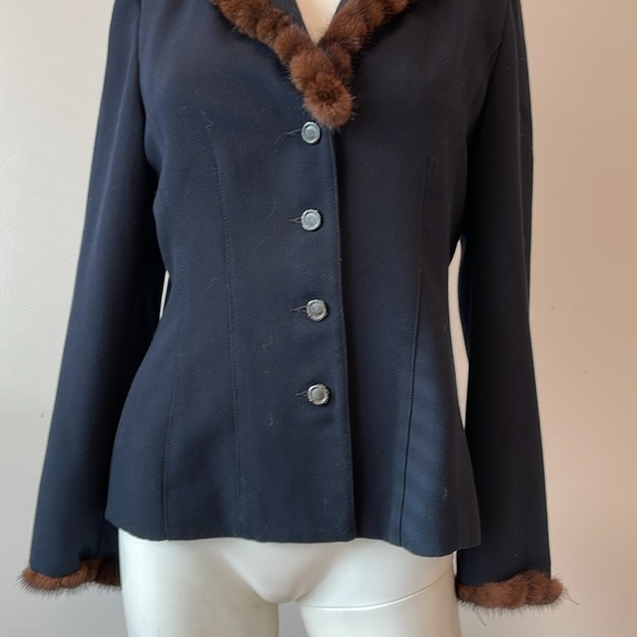 Vintage  Two Piece Fur trimmed Set by Novello Bloom Suits Sz6P - Picture 13 of 14